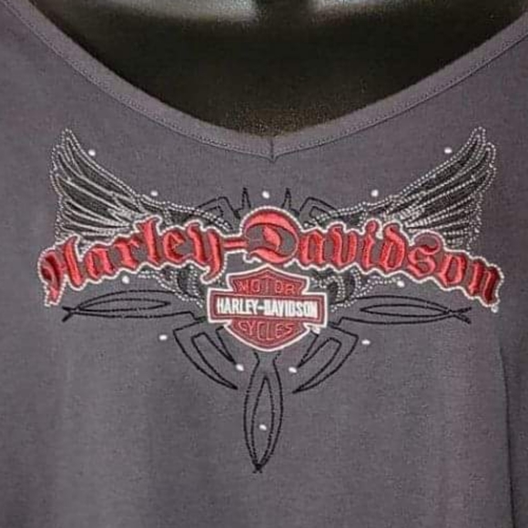 Harley Davidson Smoky Mountain Maryville, TN ladies 1X backless Blouse embroider - Picture 3 of 4